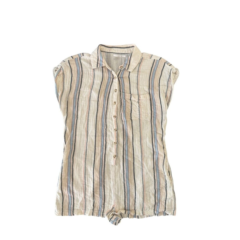 O'Neill Striped Gauze Romper Cover Up Small Beach Coastal Boho Lightweight
